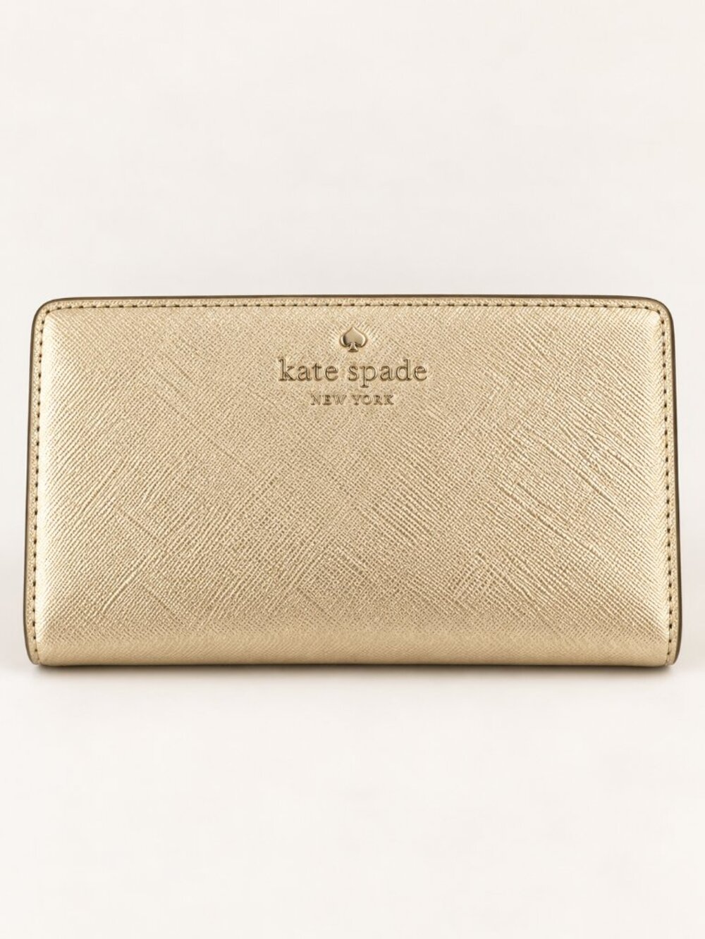 Kate Spade Gold Metallic Leather Continental Wallet 7”